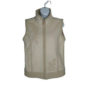 BC Clothing Original Faux Sheepskin Beige  Vest Embroidery Sleeveless M